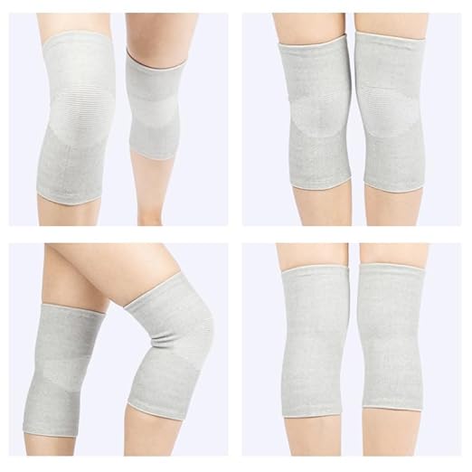 Bamboo Charcoal Knee Sleeve - Bamboo Compression Knee Sleeve for Men and Women - Elastic Warm Knee Brace for Arthritis(Gray, Medium)