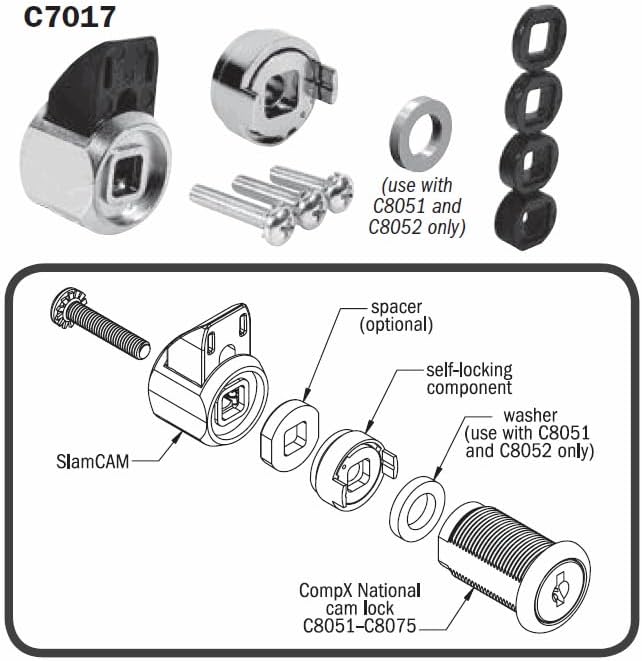 CompX National Disc Tumbler 1-3/16" Cam Lock - Keyed Alike to C642A C8073-C642A-14A
