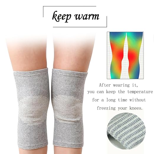 Bamboo Charcoal Compression Knee Sleeve for Runners & Arthritis - Elastic, Breathable Knee Support Pads with Warmth & Odor Control (Gray+Black) (Small)