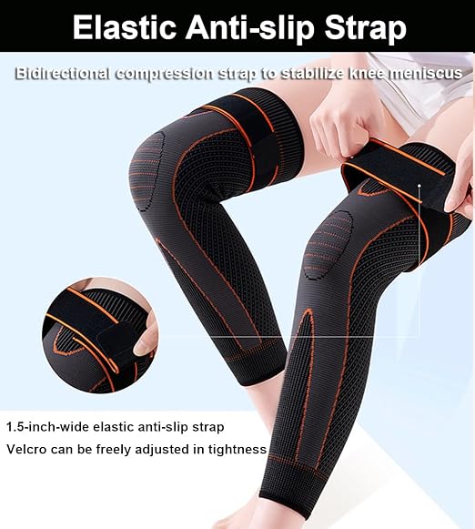 SUJAYU 2 Pack Knee Wraps for Pain Relief Women Men, Knee Compression Sleeve for Men Women, Compression Knee Brace for Arthritis Pain and Support (Orange, X-Large)