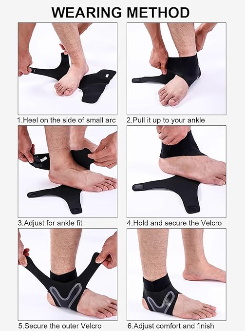 SUJAYU 2 Pack Ankle Brace & Elastic Supports for Men & Women, Ankle Support Ankle Compression Sleeve, Ankle Wrap Ankle Sleeve Ankle Brace for Sprained Ankle (Black, Medium)