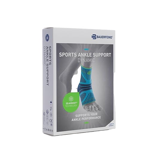 Bauerfeind Sports Ankle Support Dynamic - Ankle Compression Sleeve for Freedom of Movement - 3D AirKnit Fabric for Breathability - Premium Quality & Washable (L, Rivera)