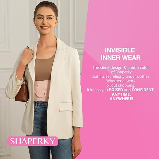 SHAPERKY Posture Corrector for Women for Support: Back Brace for Full Back Support - Adjustable Shoulder Straightener for Women and Men (Medium)