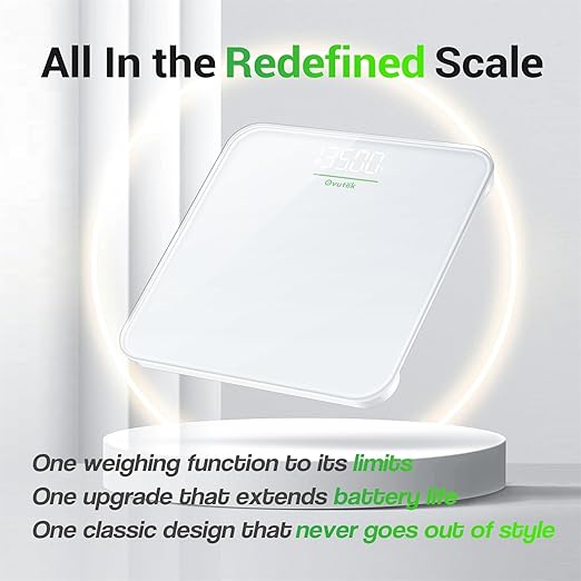 Ovutek Bathroom Scale for Body Weight, Highly Accurate Digital Weighing Machine for People, Upgraded Batteries Included, Compact Size, LED Display, Physician Scale with Sturdy Tempered Glass, 400lb
