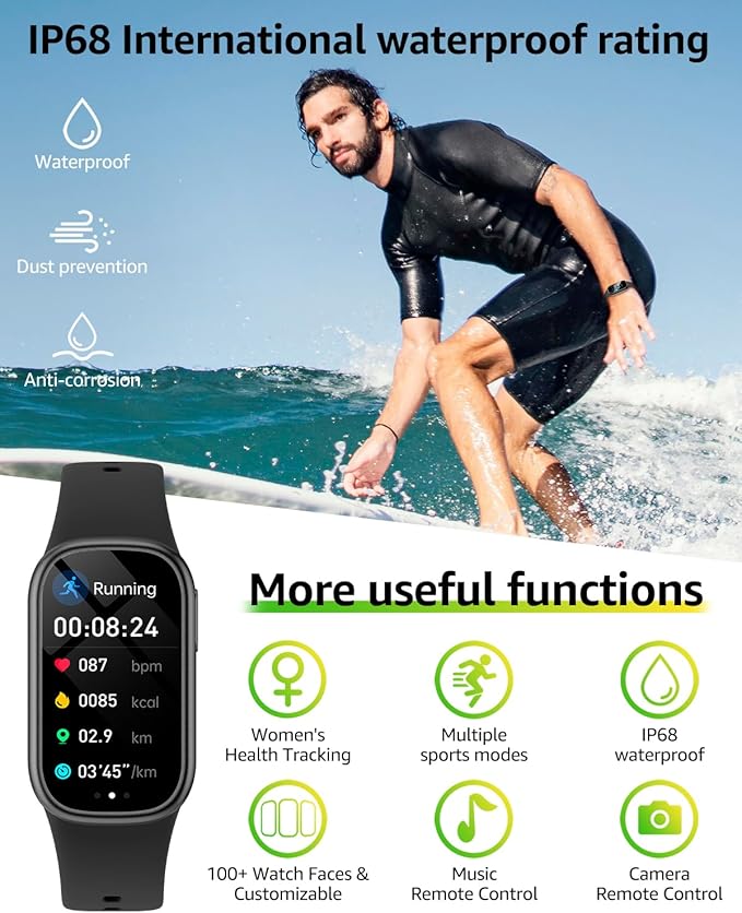 Fitness Tracker with Step Counter/Calories/Stopwatch, Activity Health Tracker with BloodPressure Heart Rate Monitor, Sleep Tracker, 137+Sport Modes, Pedometer SmartWatch, Gift for Women Men Midnight