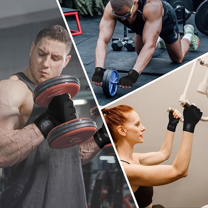 Stealth Sports Weight Lifting Gloves with Wrist Wrap Support Padded Palm Protection Exercise Gym Workout Gloves Men & Women Training Fitness Weightlifting Bodybuilding,E9