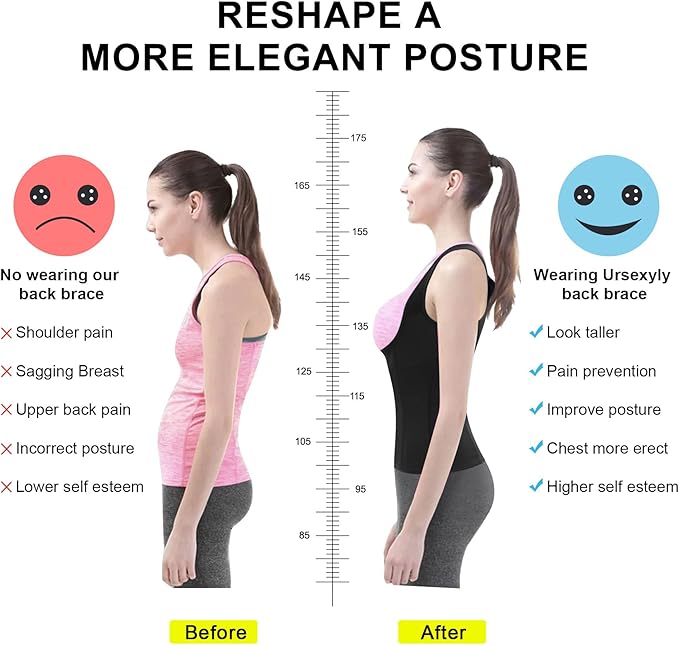 URSEXYLY Back Brace For Women Waist Trainer Vest Back Straightener Adjustable Posture Corrector Spinal Neck Shoulder Support