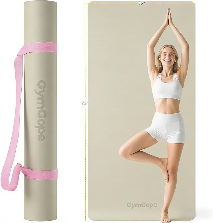 Extra Large Yoga Mat – 72"x48" or 78"x57", 1/4"–1/2" Thick Mat for Women & Men, TPE Non-Slip Pilates Mat for Home Gym, Yoga, Stretching, Meditation