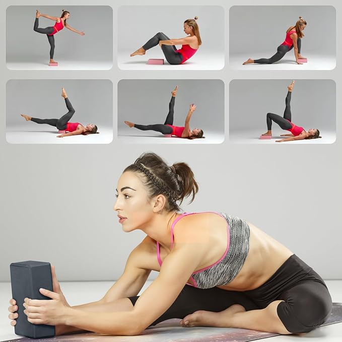 Yoga Blocks 2 Pcs, 9"x6"x3" Yoga Brick Foam Blocks EVA Foam Block Yoga Props Accessories for Yoga Pilates Stretching and Meditation