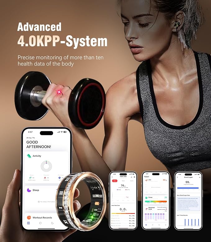 10 Gen Diamond Smart Ring and Wireless Charging Case【Industry Ranking No.1 – 0 Measurement Error】 2026 Smart Ring for Women & Men for Sleep Tracking Wearable Device,Fitness Ring 12#