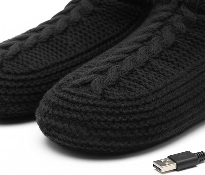 Thermal Heated Socks for Men Women USB Electric Heating Socks Winter Warm Cold Weather Socks for Foot Warmer Home Office House Christmas Sock Insulated Knitted Slipper Socks Heated Pad