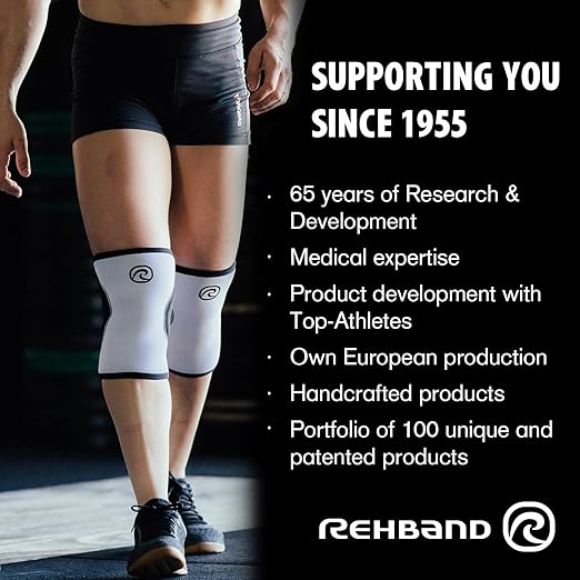 Rehband Knee Sleeve 3mm Neoprene, Lightweight Knee Brace for Endurance and Ball Sports, Unisex Compression Starter Knee-Sleeves, Breathable Running Knee Support, Colour:Black/Red - 1 Pair, Size:Medium