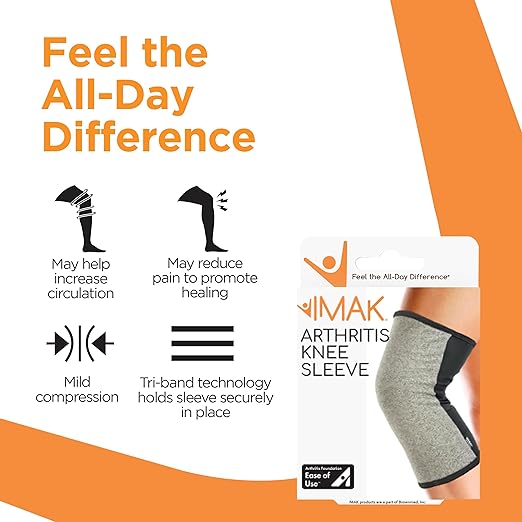 IMAK Brownmed Compression Arthritis Knee Sleeve - Knee Support Brace for Joint Pain, Circulation & Swelling Relief - Small