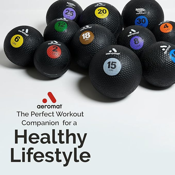 Aeromat Extreme Elite Medicine Balls for Exercise - 10" Diameter Workout Ball, Weighted Balls for Exercise, Weight Ball, Color-Coded Med Balls