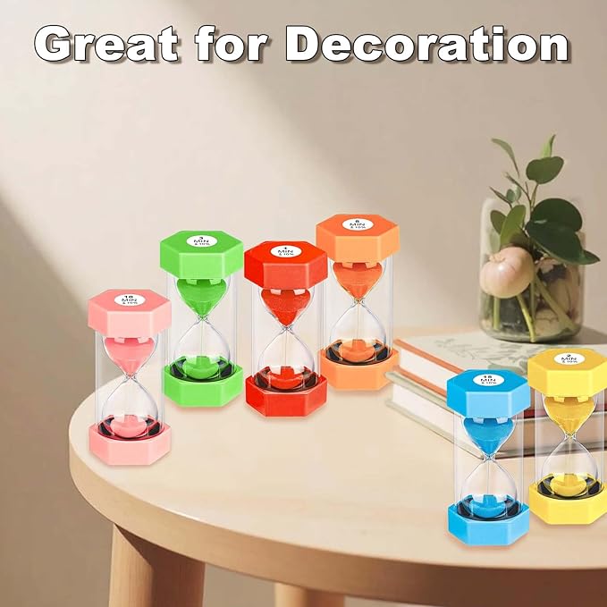 2 Minute Sand Timer Hourglass, Unbreakable Hexagon Plastic Sand Watch Reloj De Arena 2 Minutos, Colorful Hour Glass Sandglass for Toothbrush Classroom Games Kitchen (Red)