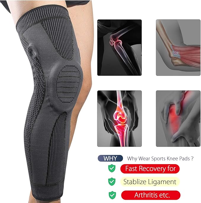 Full Leg Sleeves Long Compression Leg Sleeve Knee Sleeves Protect Leg, for Man Women Basketball, Arthritis Cycling Sport