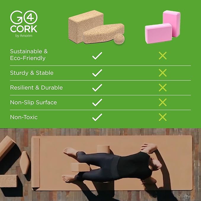 Go4Cork Cork Yoga Egg Block - Oval | 11 x 4 x 3" | Unique Shape for Comfort Grip | Non-Toxic, Alternative To Foam | Odorless, Soft, Non-Slip Wedge | Sustainable & Eco Yogi Gift
