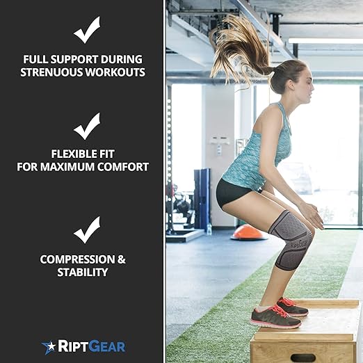 RiptGear Knee Compression Sleeve - Braces for Knee Pain - Compression for Arthritis, Meniscus Tear, Running, Walking - Support for Women and Men - Sleeves Weightlifting (X-Large, Gray (1 Pack))