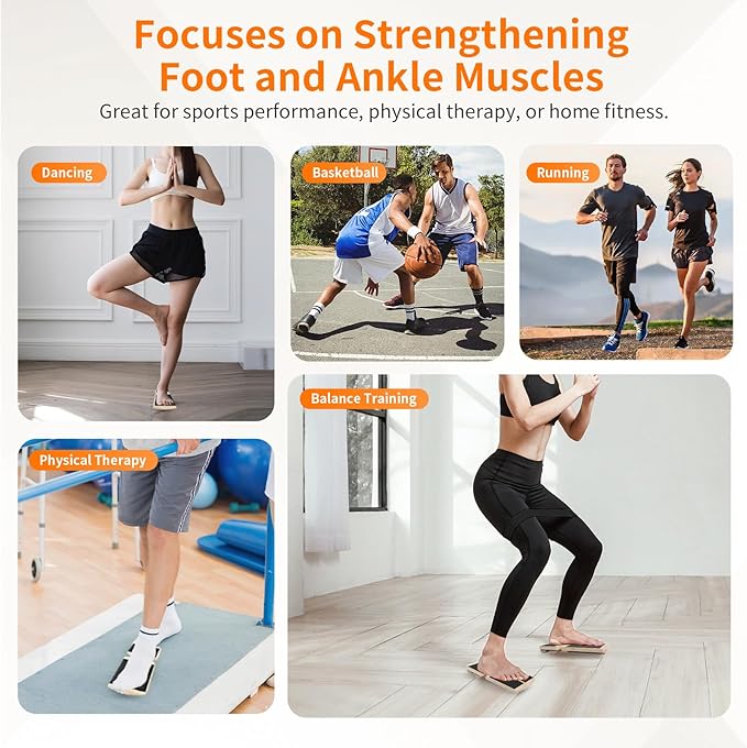 Ankle Balance Board Foot Strengthener - Single Leg Balance Board Foot Exerciser for Sprained Ankle,Posture Corrector, Physical Therapy for Plantar Fasciitis and Toe Stretcher Board for Gym Home