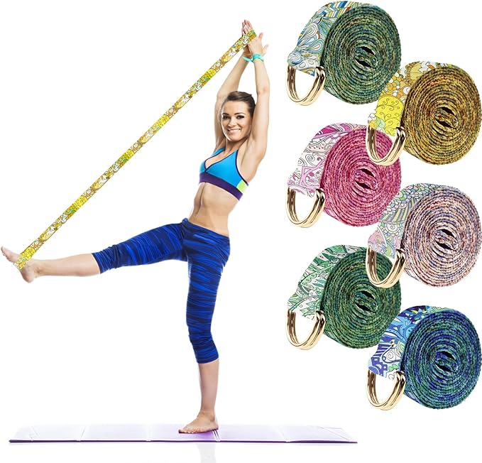6 Packs Yoga Strap for Stretching Yoga Belt Adjustable Straps for Non Elastic Stretching Strap Exercise Straps for Pilates