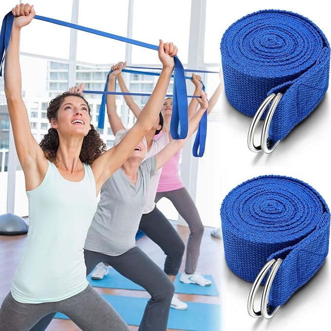 6 Pcs Yoga Strap for Stretching 8 Ft Yoga Exercise Adjustable Straps Bands with Safe Adjustable D Ring Buckle for Pilates Gym Workouts Fitness Improves Sitting Posture