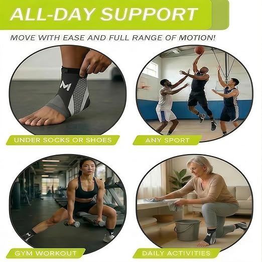2-Pack Ankle Support Brace,Adjustable Athletic Ankle Support Brace,Enhance Stability for Foot Pain,Compression Sleeve to Relieve Plantar Fasciitis for Men & Women,Grey