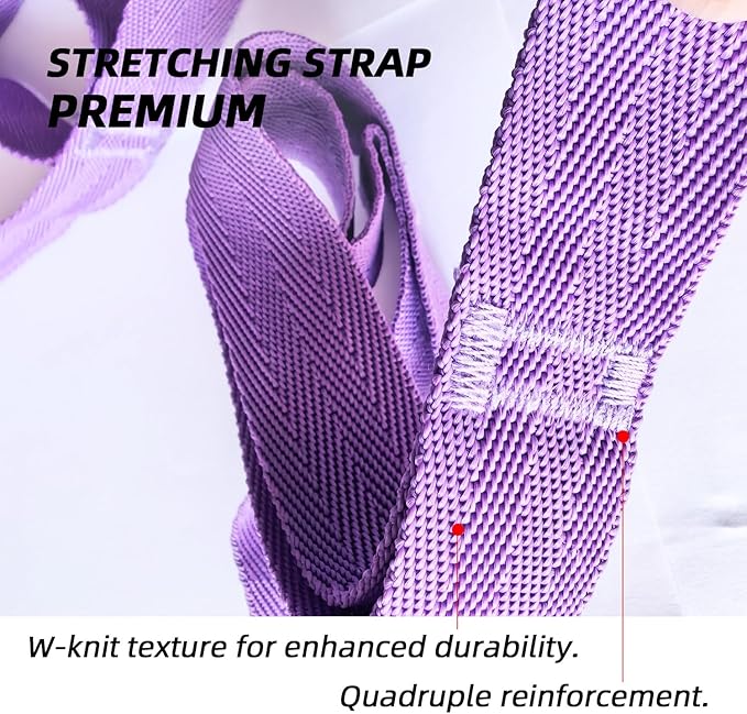 EZYA Stretching Strap with Loops, Non-Elastic Yoga Strap for Physical Therapy & Home Rehab, Mobility Exercise Strap for Pilates, Dance & Gymnastics