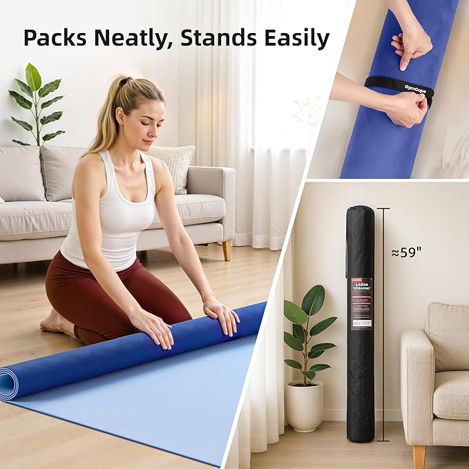 Extra Large Yoga Mat – 72"x48" or 78"x57", 1/4"–1/2" Thick Mat for Women & Men, TPE Non-Slip Pilates Mat for Home Gym, Yoga, Stretching, Meditation