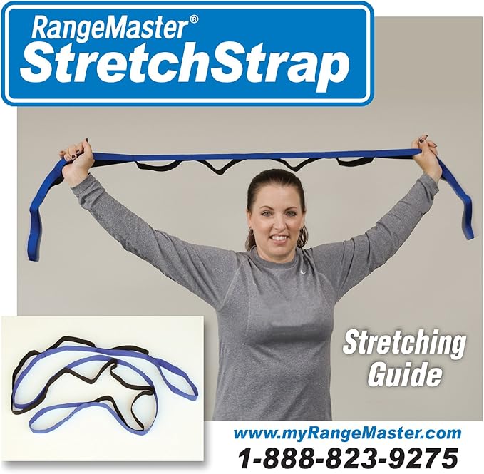 RangeMaster Stretch Strap with Exercise Guide│ Versatile Multi-Loop Strap Perfect for Yoga, Pilates, and Physical Therapy │ Portable │ Helps Improve Flexibility