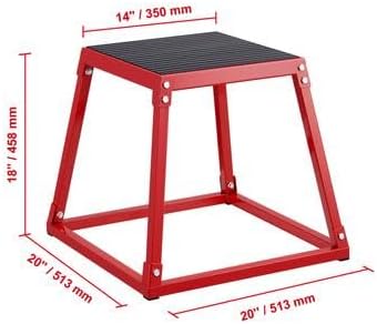 Happybuy 18" Plyometric Jump Box, Steel Plyo Box, Agility Platform, Anti-Slip Exercise Step Up Box for Home Gym Training, Conditioning, Strength, Red