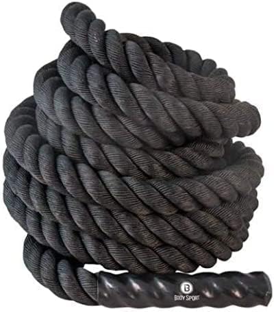 Body Sport Training Rope – Thick Battle Rope for Home or Gym Use, Long Durable Workout Rope – Made with Super-Strong Poly-Twine – Stands Up to Repeated Use Indoors & Outdoors