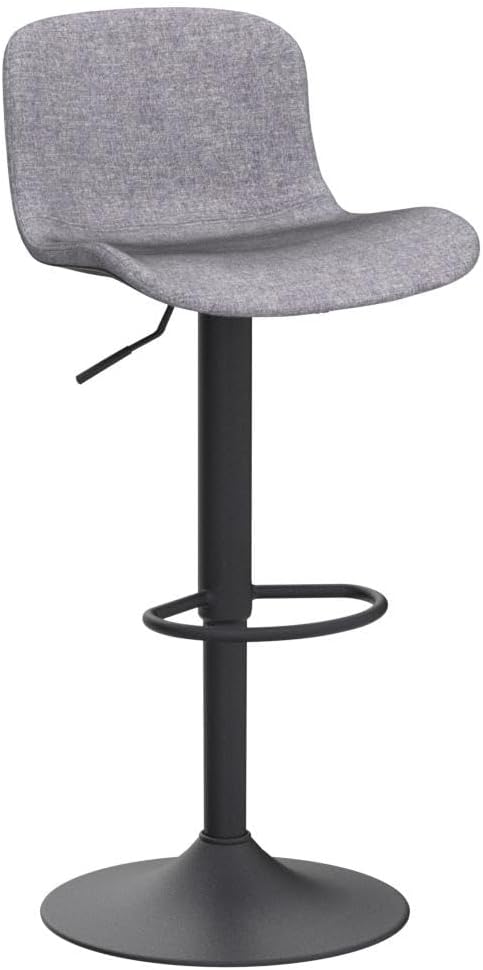 YOUTASTE Fabric Grey Bar Stools Set of 2, Adjustable Counter Height Barstools Swivel Modren Bar Stool with Back Metal Legs, Breakfast Bar Chairs for Kitchen Island Home Bistro