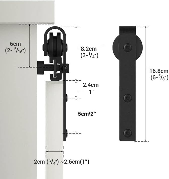 3FT Super Mini Sliding Barn Door Hardware Kit for Single Door TV Stands Small Cabinets, J-Shaped Hanger (No Cabinet)