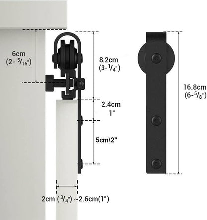 4FT Super Mini Sliding Barn Door Hardware Kit for Single Door TV Stands Small Cabinets, J-Shaped Hanger (No Cabinet)