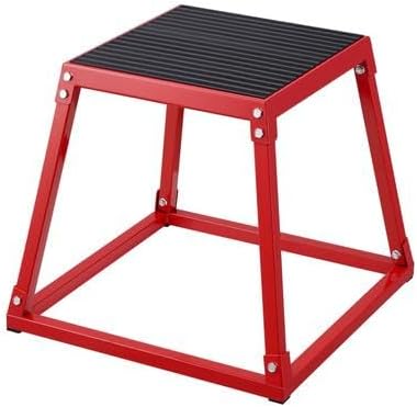 Happybuy 18" Plyometric Jump Box, Steel Plyo Box, Agility Platform, Anti-Slip Exercise Step Up Box for Home Gym Training, Conditioning, Strength, Red