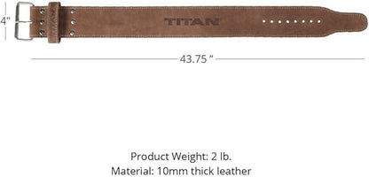 Titan Fitness MAXXUM Weightlifting Belt, 4" Wide x 10mm Thick Vegetable-Tanned Leather, Adjustable Single Prong Buckle for Powerlifting, Deadlifts, Weight Training & Bodybuilding