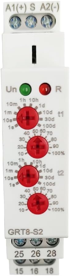 GRT8-S2 Asymmetric Cycle Timer ON/Off Repeat Cycle Time Relay AC/DC 12-240V