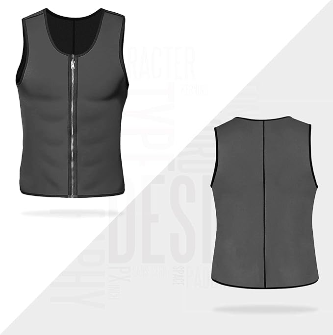 NonEcho Men Sauna Vest Hot Sweat Waist Trainer Corset Neoprene Tank Top Shapewear Slimming Shirt Workout Suit