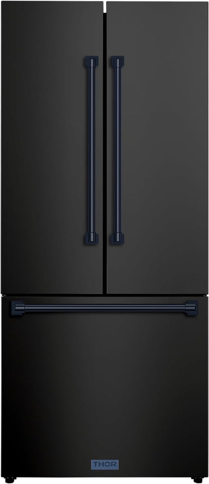 Thor Kitchen Gordon Ramsay 30 Inch 17.7 cu ft French Door Counter Depth Refrigerator with Ice Maker in Black/Navy Blue