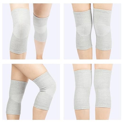 Bamboo Charcoal Knee Sleeve - Bamboo Compression Knee Sleeve for Men and Women - Elastic Warm Knee Brace for Arthritis (Gray, Small)