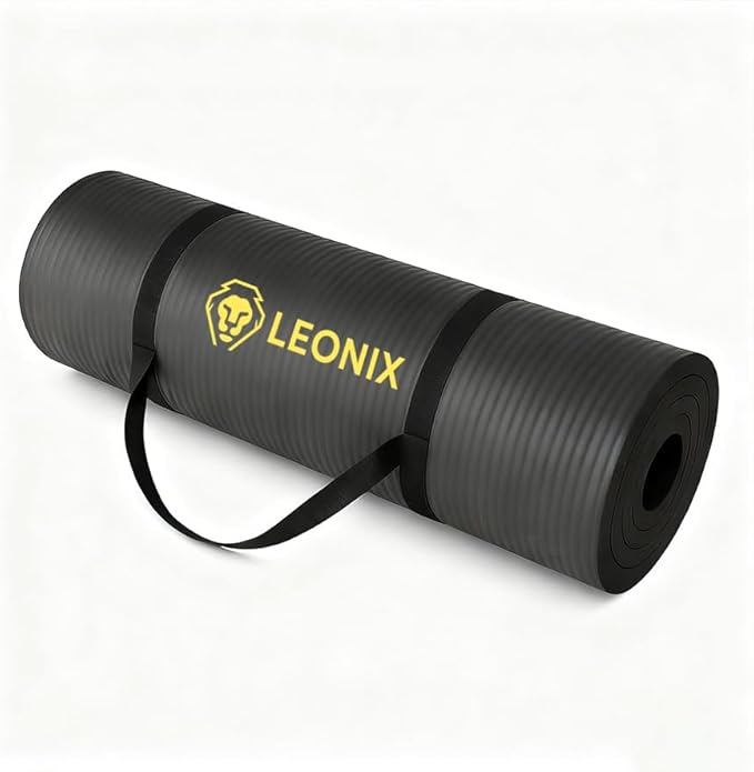 Thick Yoga Mat 10mm Non-Slip Exercise Mat for Home Gym – Extra Cushion Workout Mat for Women & Men, Anti-Tear, Comfort Knee Support – Leonix