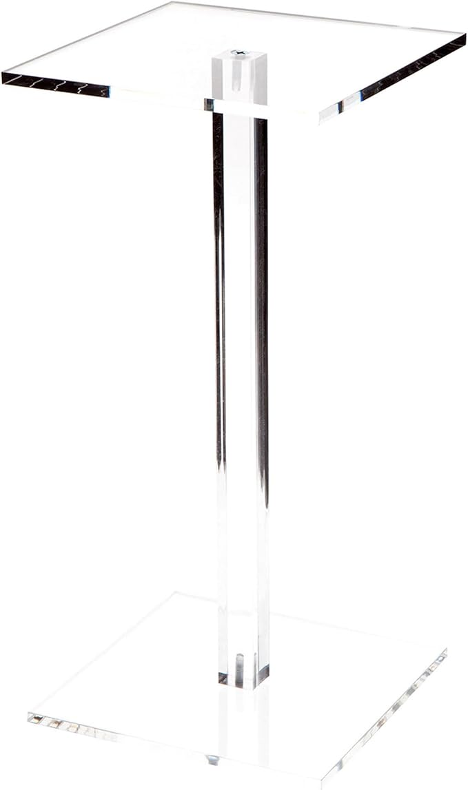 Plymor Clear Acrylic Square Barbell Pedestal Display Riser, 12.5" H x 6" W x 6" D (1/4" thick)