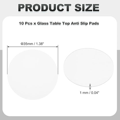 PATIKIL Glass Table Top Anti Slip Pads, 10Pcs 35mm Dia x 1mm Thick Clear Glasses Tables Silicone Bumper Pad for Photo Frame Furniture Kitchen Cabinets DIY Home Craft, White