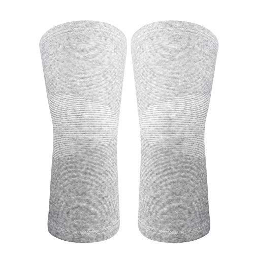 Zerone Bamboo Charcoal Knee Sleeve Elastic Warm Knee Brace Knee Pads Unisex Protective Knee Support For Arthritis Joint Pain Relief Recovery Circulation Improvement(L - Gray)