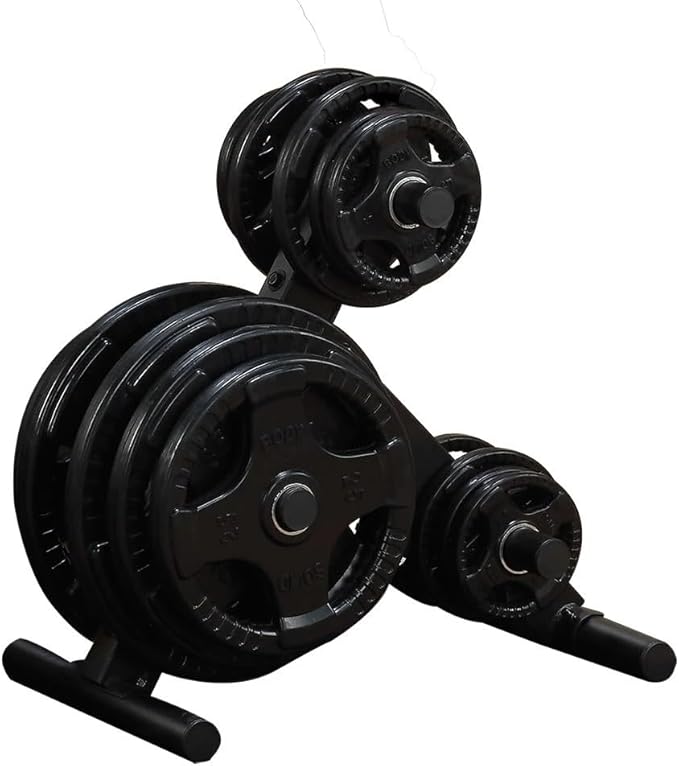 Body-Solid (OWT24) EZ-Load Olympic Weight Tree Rack - 1000 lb Capacity, 6-Post Plate Storage, Secure Bumper Plate Organizer for Home and Commercial Gyms