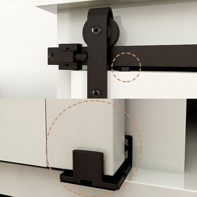 4FT Super Mini Sliding Barn Door Hardware Kit for Single Door TV Stands Small Cabinets, J-Shaped Hanger (No Cabinet)