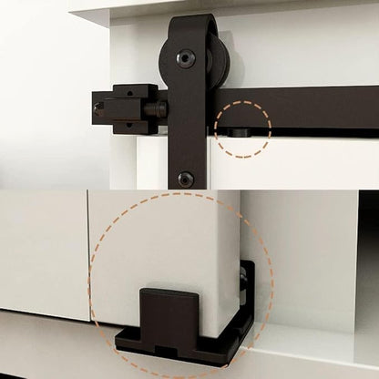 4FT Super Mini Sliding Barn Door Hardware Kit for Single Door TV Stands Small Cabinets, J-Shaped Hanger (No Cabinet)