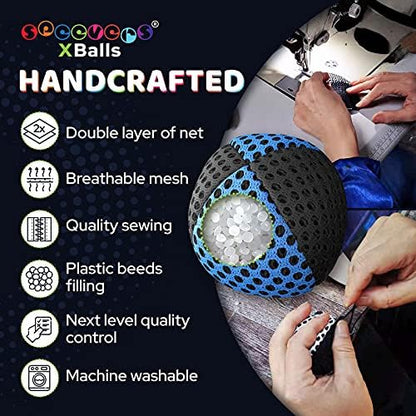 speevers Juggling Balls for Beginners and Professionals Set of 3, 14 Colors Available, 2 Layers of Net and Carry Case, Xballs Juggling Balls (Black - Blue, 3.9 oz)