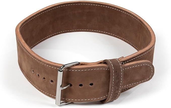 Titan Fitness MAXXUM Weightlifting Belt, 4" Wide x 10mm Thick Vegetable-Tanned Leather, Adjustable Single Prong Buckle for Powerlifting, Deadlifts, Weight Training & Bodybuilding