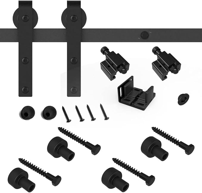 4FT Super Mini Sliding Barn Door Hardware Kit for Single Door TV Stands Small Cabinets, J-Shaped Hanger (No Cabinet)